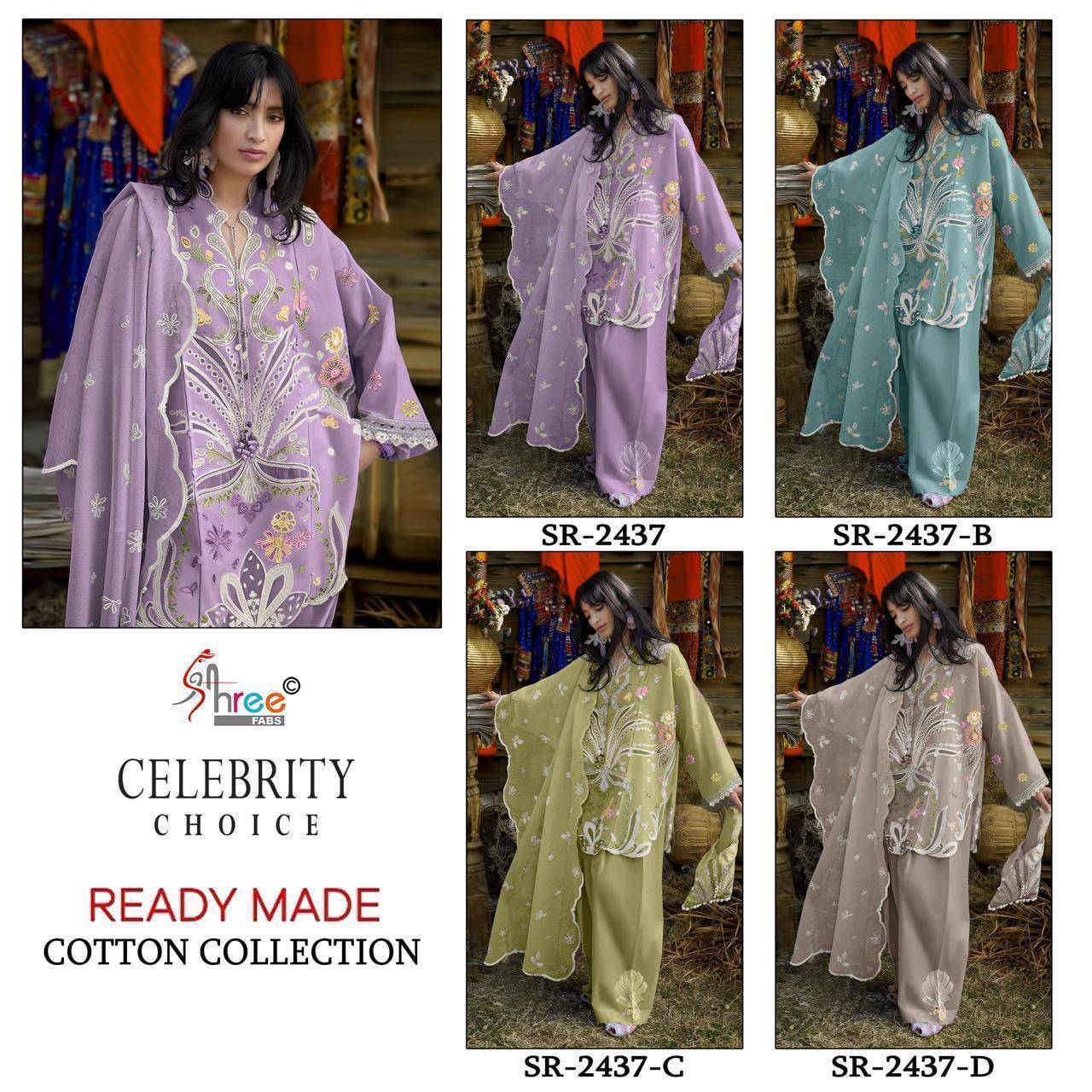 SR-2437 by Shree Fabs 2437 A to 2437 D series Pakistani Suits casual Wear Cotton Readymade Stitched Dresses At Wholesale